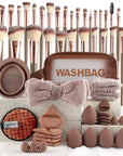 56-Piece Make up Brush Set (chocolate)- Full Face Cosmetics Kit , Eyeshadow Blending Brushes & Beauty Sponge make up brushes