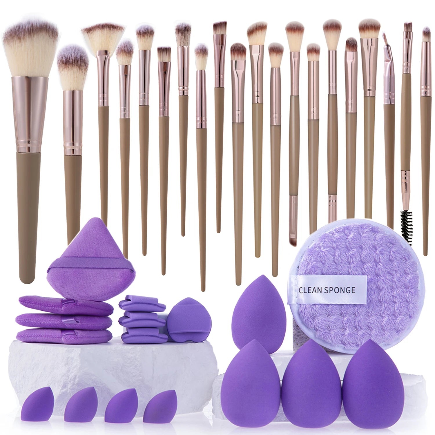 Brushes for eyes, face, contouring, and detailed work