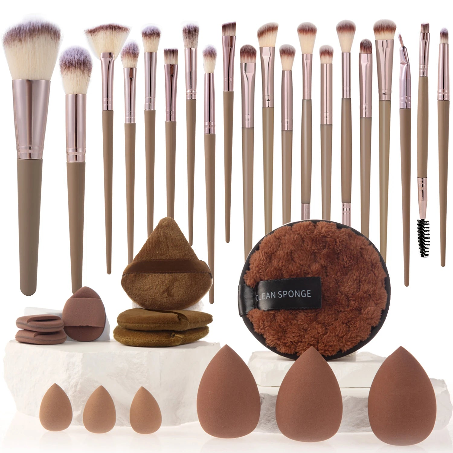 Brushes for eyes, face, contouring, and detailed work